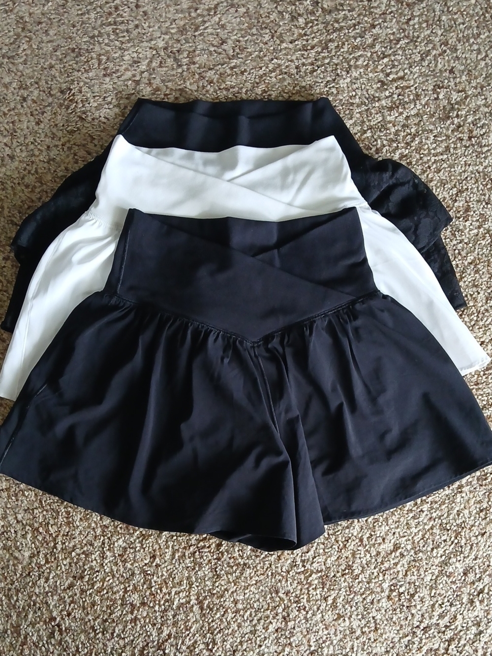 aerie Cross-Waist Pull-On Skort Set - Black and White